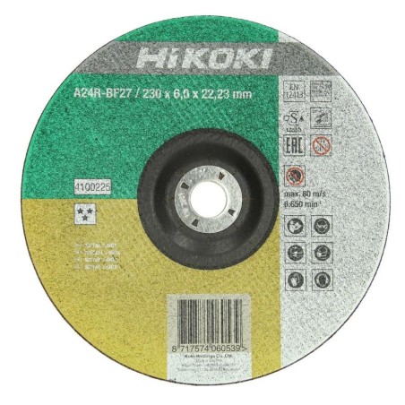 Disco desbaste para metal inox Hikoki 230x6x22,23 mm