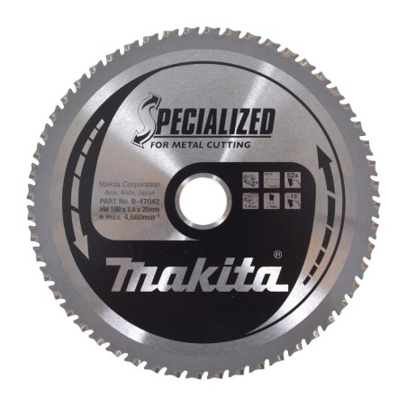 Disco sierra circular ,T.C.T, 150x20 mm, 52 dientes B-47042. Makita