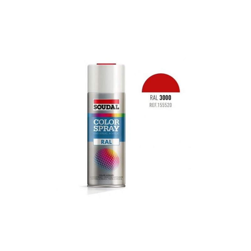 Spray esmalte acrilico soudal Ral 3000. Rojo oscuro