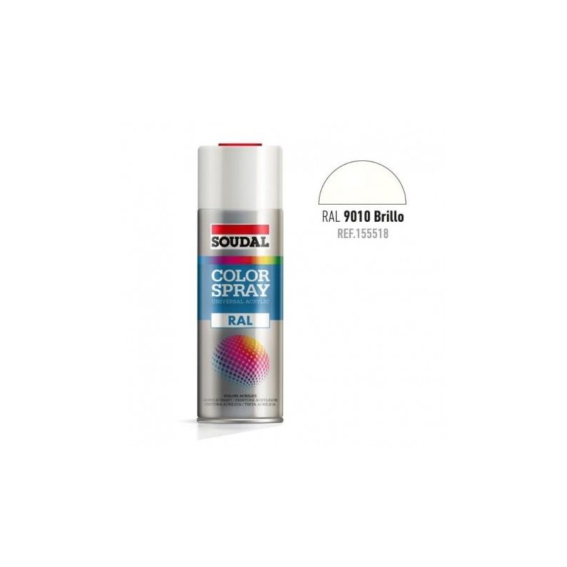 Spray esmalte acrilico soudal Ral 9010. Blanco brillante