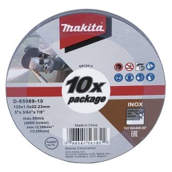 Discos de corte de acero inox. 125x1,0x22 (10 pcs). D-65969-10. Makita