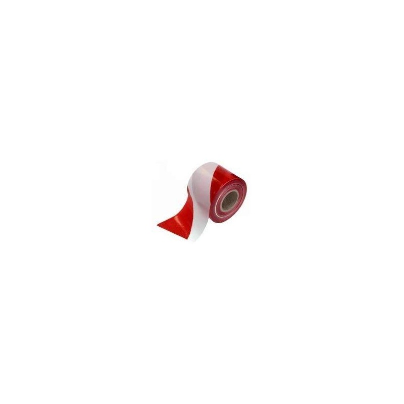 Cinta señalizacion balizamiento de 10 cm x 200 metros roja/blanca