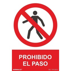 Señal industrial Prohibido el paso a personas, con tintas UV 300x400mm - PVC Glasspack 0,7mm 