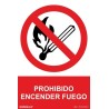 Señal industrial Prohibido encender fuego, con tintas UV 210x300mm - PVC Glasspack 0,7mm 