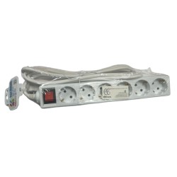 Base multiple 6 tomas c/cable 3x1,5mm con interruptor 